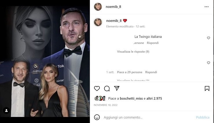 Il gesto di Francesco Totti ripreso da Noemi Bocchi