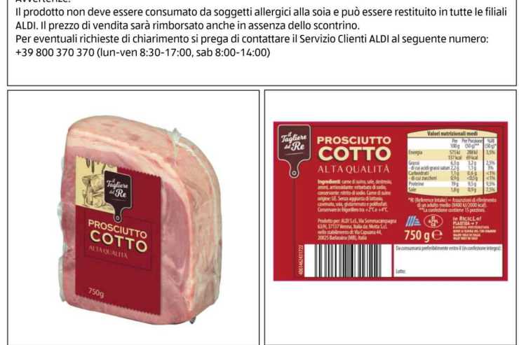 prosciutto ritirato dal mercato etichetta