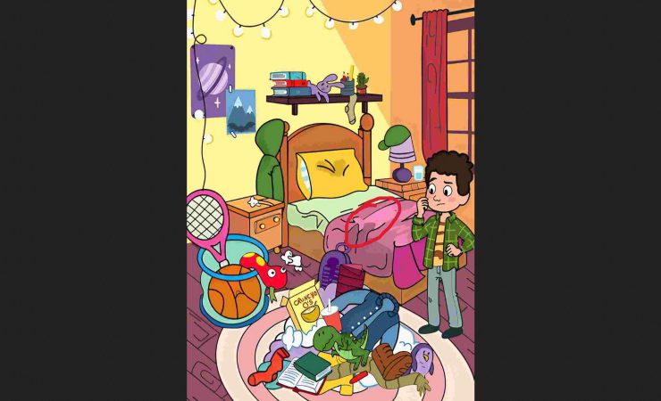 Un ragazzo nella sua camera da letto