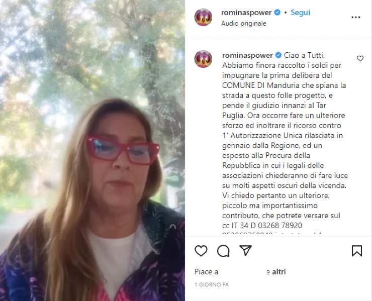 Romina Power appello 