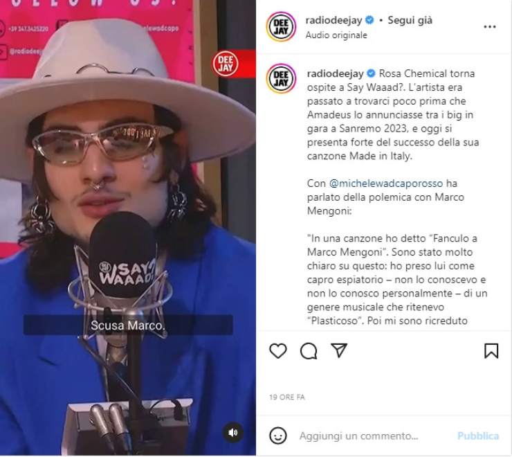 Rosa Chemical Mengoni insulti