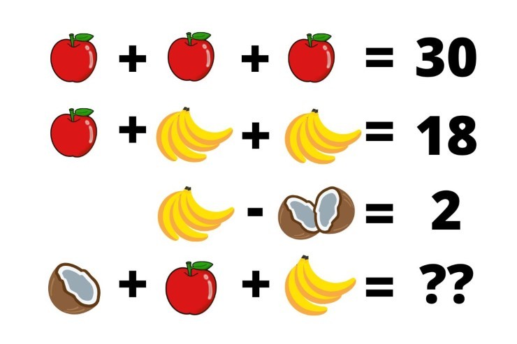test matematico mele banane cocco