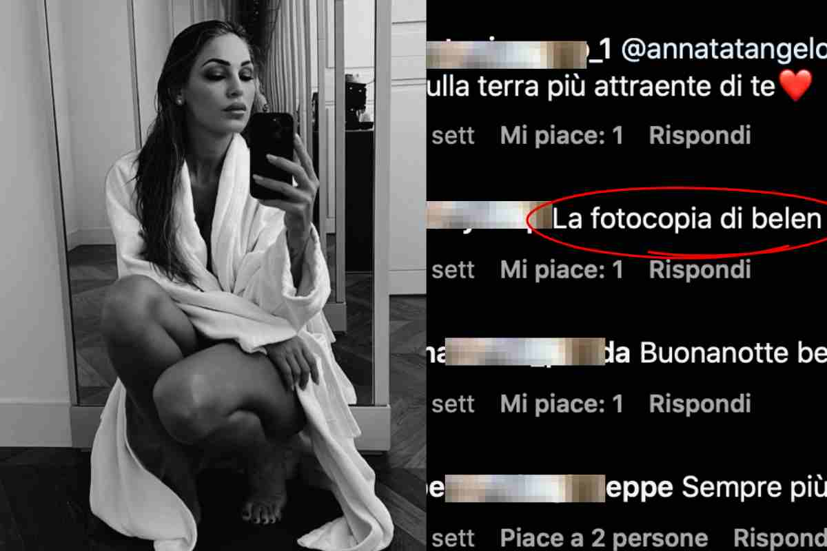 Anna Tatangelo accappatoio follower copia Belen