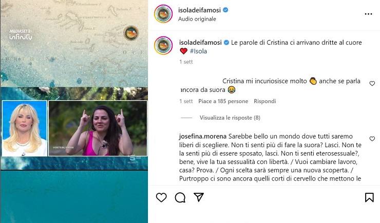 Isola Dei Famosi, Vladimir Luxuria “credo che Cristina…”