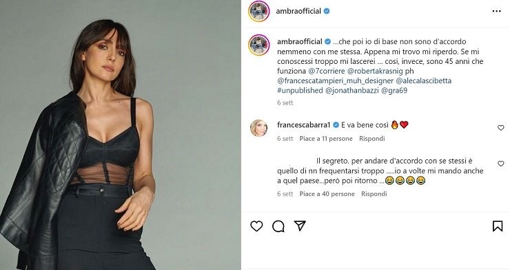 Ambra Angiolini, il racconto del suo passato doloroso