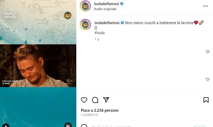 Isola dei Famosi, Antolini commosso per un regalo ricevuto dalla piccola Melissa