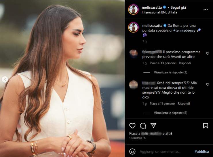 Melissa Satta agli Internazionali di Roma