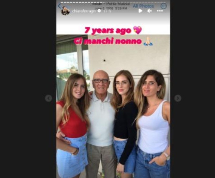 Chiara Ferragni, il ricordo del nonno