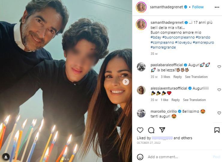Samantha de Grenet, il post insieme alla famiglia