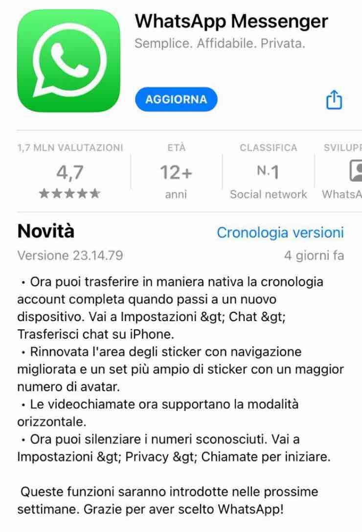 Nuove funzioni per WhatsApp