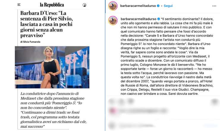 barbara d'urso  mancato rinnovo a mediaset