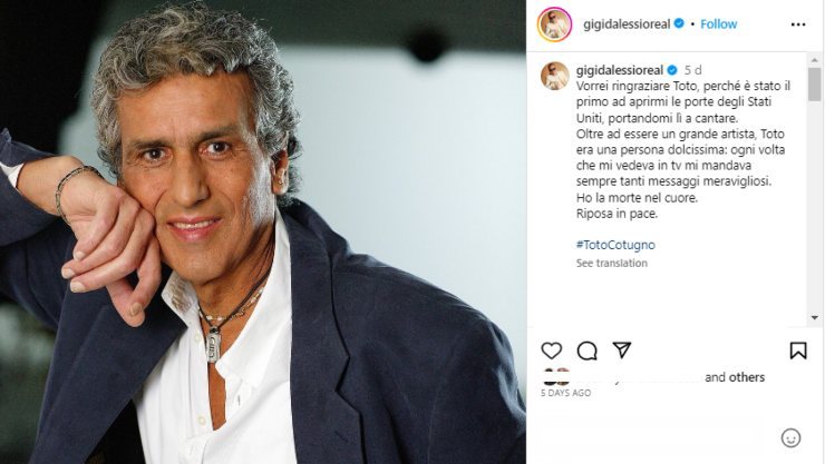 L'addio di Gigi D'Alessio a Toto Cutugno