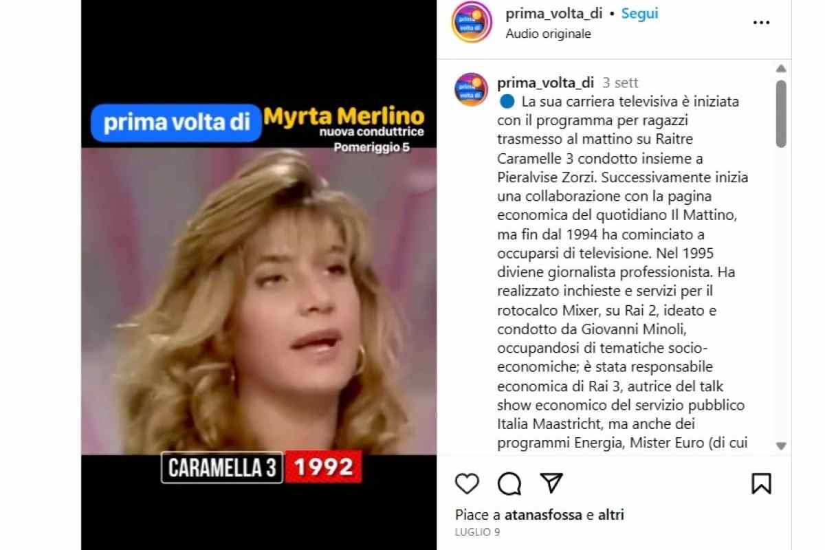 Myrta Merlino video giovane conduttrice caramella instagram