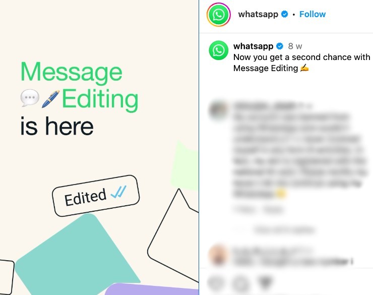 su whatsapp si possono modificare i messaggi già inviati