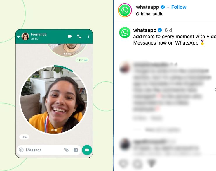 su whatsapp è possibile inviare messaggi video
