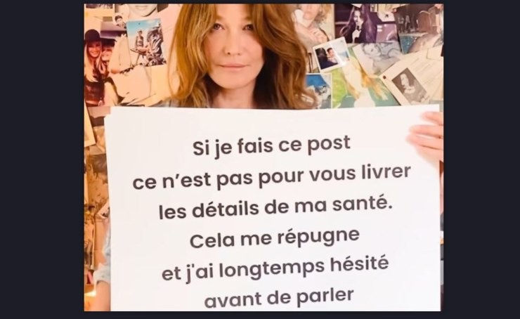 Carla Bruni racconta la sua lotta con il tumore